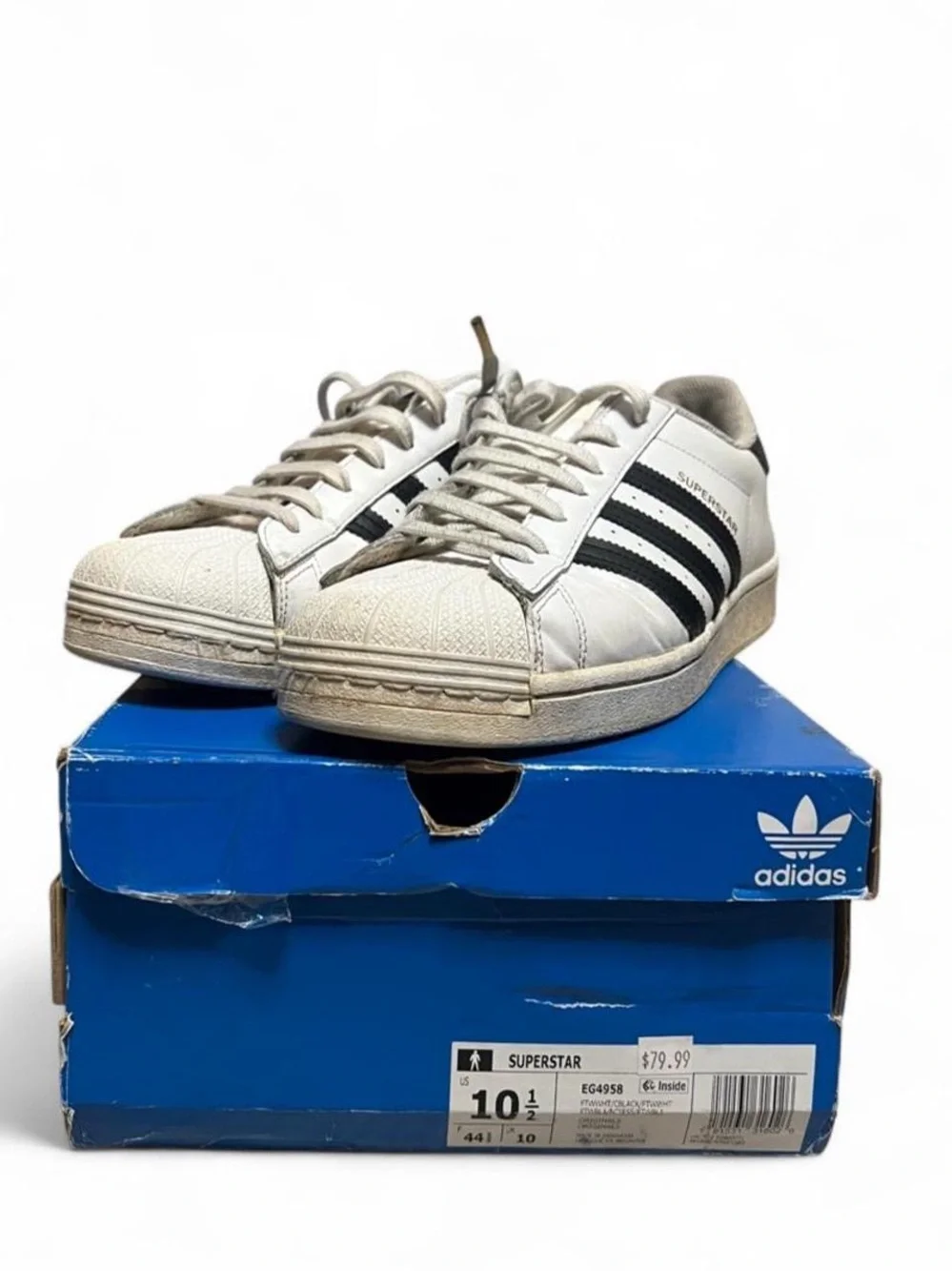 adidas White Sneakers with Black Stripes